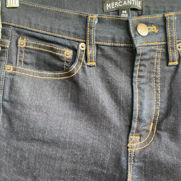 J. Crew Mercantile Women's Skinny Jeans Size 26 Actual 28X29 Dark Wash Stretch - Picture 10 of 16